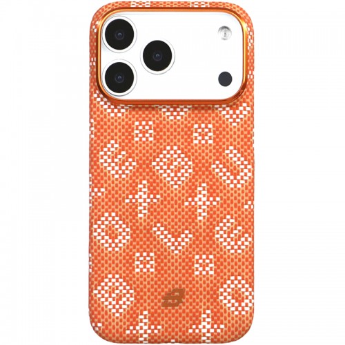 Чехол TPU+ПК Blueo Gilded Tactile Woven с магнитным креплением для Apple iPhone 17 Pro (6.3") Оранжевый