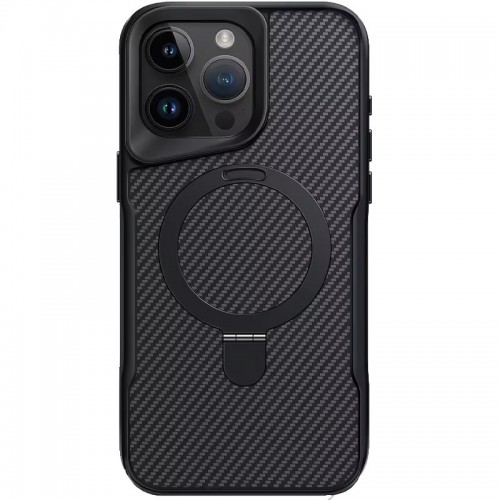 TPU+PC чохол Metal Buttons with MagSafe Carbon Ring для Apple iPhone 14 Pro (6.1") Чорний