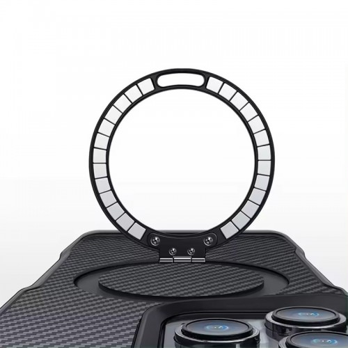 TPU+PC чохол Metal Buttons with MagSafe Carbon Ring для Apple iPhone 14 Pro (6.1") Чорний