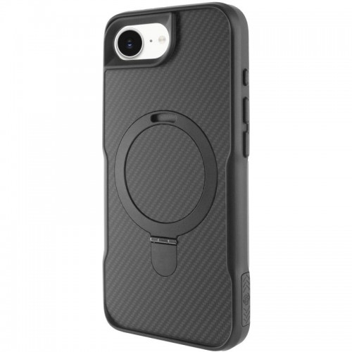 TPU+PC чохол Metal Buttons with MagSafe Carbon Ring для Apple iPhone 16e / 17e (6.1") Чорний