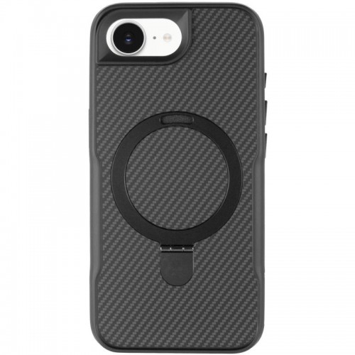 TPU+PC чохол Metal Buttons with MagSafe Carbon Ring для Apple iPhone 16e / 17e (6.1") Чорний