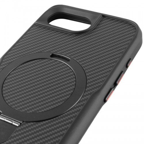 TPU+PC чохол Metal Buttons with MagSafe Carbon Ring для Apple iPhone 16e / 17e (6.1") Чорний