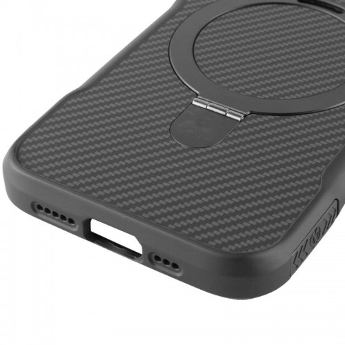 TPU+PC чохол Metal Buttons with MagSafe Carbon Ring для Apple iPhone 16e / 17e (6.1") Чорний
