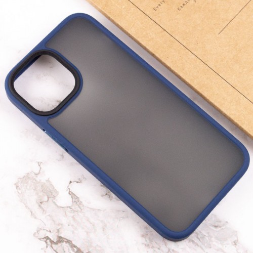 TPU+PC чехол Metal Buttons для Apple iPhone 13 / 14 (6.1") Синий / Navy Blue