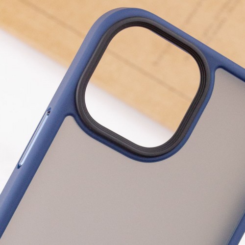 TPU+PC чехол Metal Buttons для Apple iPhone 13 / 14 (6.1") Синий / Navy Blue