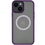 TPU+PC чехол Metal Buttons with Magnetic Fit для Apple iPhone 13 / 14 (6.1") Тёмно-фиолетовый / Dark Purple