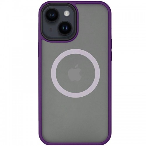 TPU+PC чехол Metal Buttons with Magnetic Fit для Apple iPhone 13 / 14 (6.1") Тёмно-фиолетовый / Dark Purple