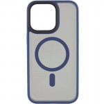 TPU+PC чехол Metal Buttons with Magnetic Fit для Apple iPhone 15 Pro Max (6.7") Синий / Navy Blue