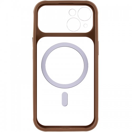 Чехол TPU+PC GETMAN Moon Clear with MagSafe для Apple iPhone 14 (6.1") Коричневый