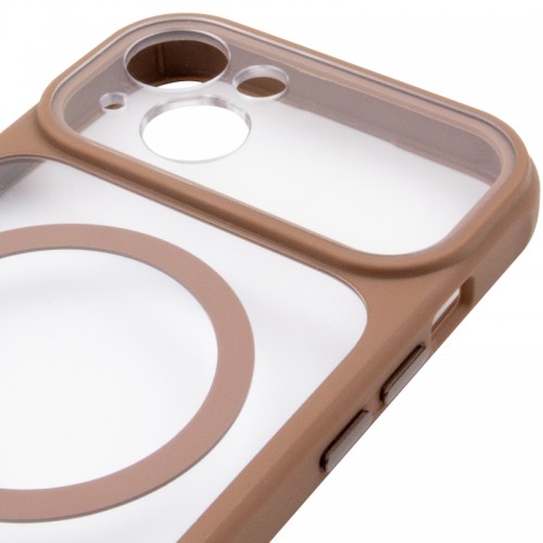 Чехол TPU+PC GETMAN Moon Clear with MagSafe для Apple iPhone 14 (6.1") Коричневый