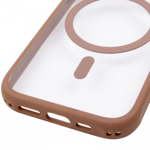 Чехол TPU+PC GETMAN Moon Clear with MagSafe для Apple iPhone 14 (6.1") Коричневый