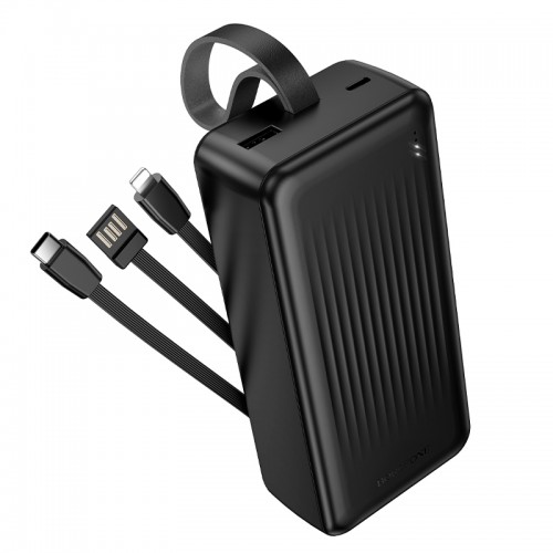 Зовнішній акумулятор BOROFONE BJ79B Clever power bank with 3 cables(30000mAh) Black (6941991121579)