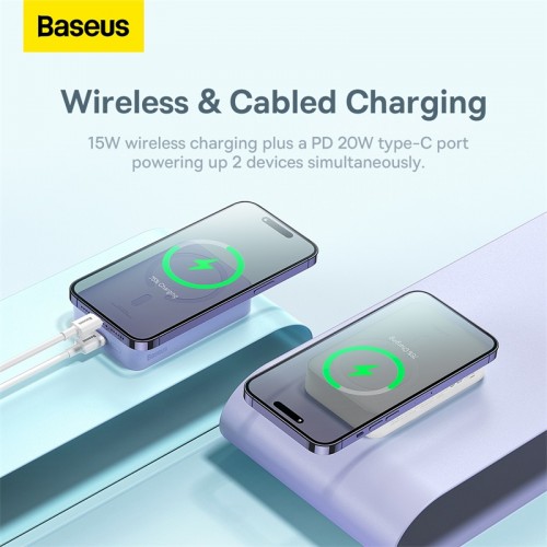 Зовнішній акумулятор Baseus Magnetic Mini Wireless Fast Charge Power Bank 20000mAh 20W White (PPCX150002)