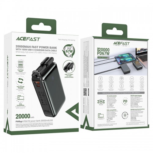 Зовнішній акумулятор ACEFAST M4 PD67W power bank 20000mAh Black (6974316282723)