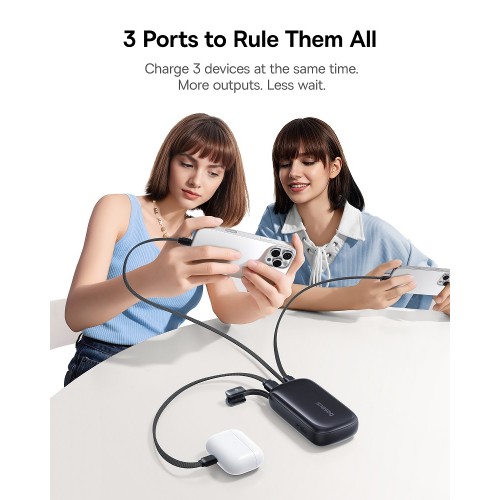 Зовнішній акумулятор Baseus EnerFill FC21 Qpow 3 Ultra Digital Display Power Bank with Detachable Cable 20000mAh 22.5W Cosmic Black (E0027M00)