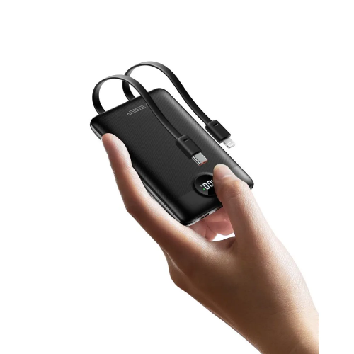 Зовнішній акумулятор VEGER 10000 мА·ч со встроенными кабелями Type C / Lightning PD QC3.0 2A 22,5W C11 (W1170) чёрный (VG-W1170)