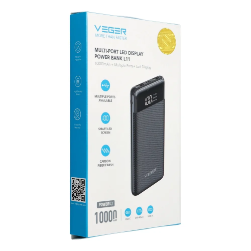 Зовнішній акумулятор VEGER 10000mAh 3.7V With LCD Display (VG-W1087)