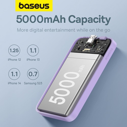 Зовнішній акумулятор Baseus Magnetic Mini Wireless Fast Charge Power Bank 5000mAh 20W Nebula Purple (P10022107513-00)