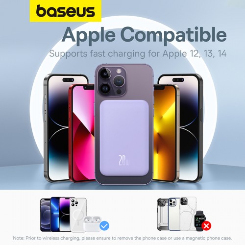 Зовнішній акумулятор Baseus Magnetic Mini Wireless Fast Charge Power Bank 5000mAh 20W Nebula Purple (P10022107513-00)