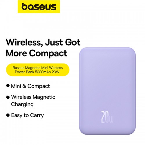 Зовнішній акумулятор Baseus Magnetic Mini Wireless Fast Charge Power Bank 5000mAh 20W Nebula Purple (P10022107513-00)