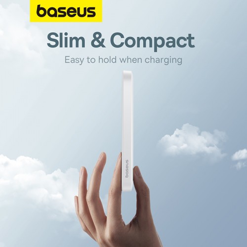 Зовнішній акумулятор Baseus Magnetic Mini Wireless Fast Charge Power Bank 5000mAh 20W Stellar White（With Simple Series Charging Cable Type-C to Typ (P10022107223-00)