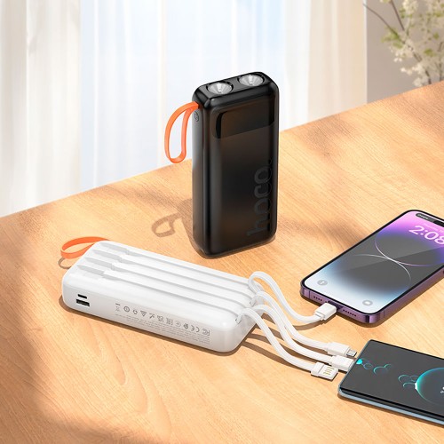 Зовнішній акумулятор Hoco J151A Spirit dual lighting four-cable power bank (20000mAh) Black