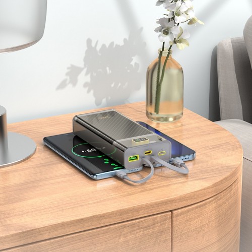Зовнішній акумулятор HOCO J104A Discovery edition 22.5W fully compatible power bank with cable (20000mAh) Gray