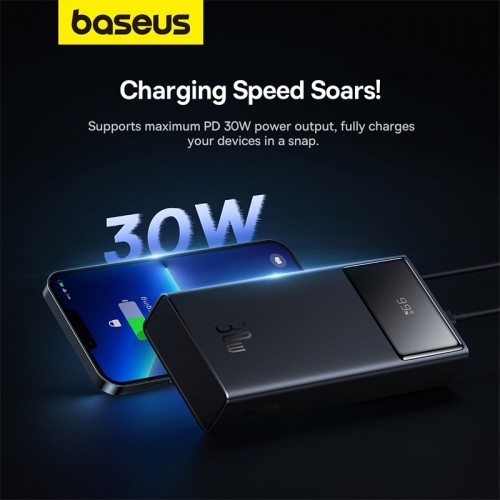Внешний аккумулятор Baseus Star-Lord Digital Display Fast Charging Power Bank 20000mAh 30W Cluster Black (With Simple Series Charging Cable USB to Type-C 3A 0.3m) (P10022904113-00)