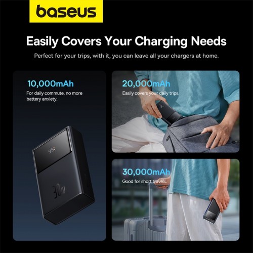 Внешний аккумулятор Baseus Star-Lord Digital Display Fast Charging Power Bank 20000mAh 30W Cluster Black (With Simple Series Charging Cable USB to Type-C 3A 0.3m) (P10022904113-00)