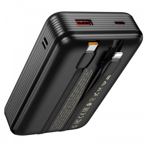 Внешний аккумулятор HOCO Q37A Graceful 22.5W+PD20W power bank с двумя кабелями (20000mAh) Black