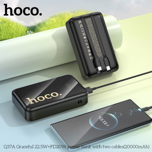 Внешний аккумулятор HOCO Q37A Graceful 22.5W+PD20W power bank с двумя кабелями (20000mAh) Black