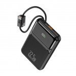 Повербанк Wuw Y158 10000mAh 22.5W з 2 кабелями Type-C/Lightning Black