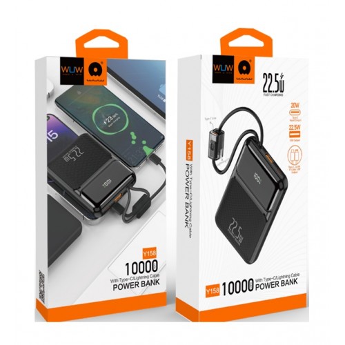 Зовнішній акумулятор WUW Y158 (PD22.5W quick charge) 10000mAh Black