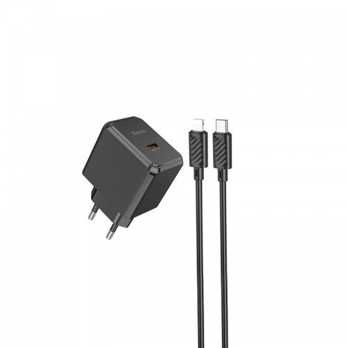 Мережевий зарядний пристрій з кабелем HOCO CS13A Ocean single port PD20W charger set(C to iP) Black