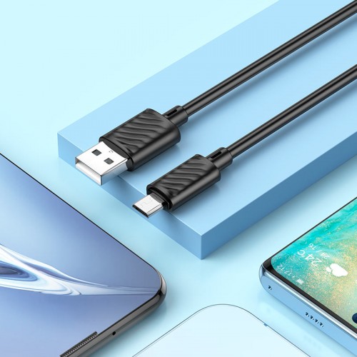 Кабель HOCO X88 Gratified charging data cable for Micro Black
