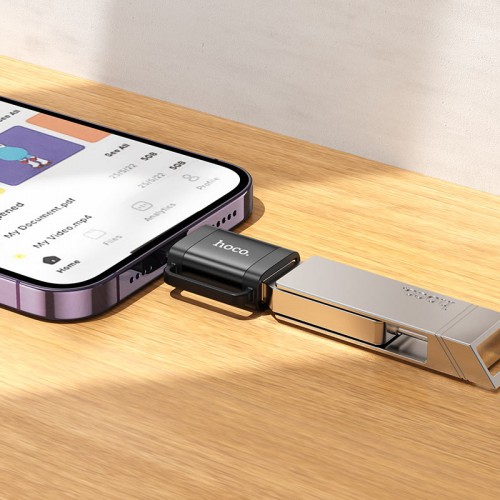 Адаптер HOCO UA31A iP male to USB female OTG adapter Black