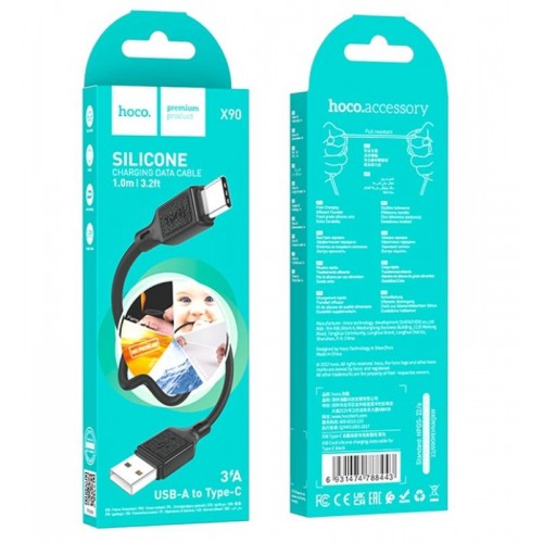 Кабель HOCO X90 Cool силиконовый кабель для зарядки и передачи данных Type-C, черный