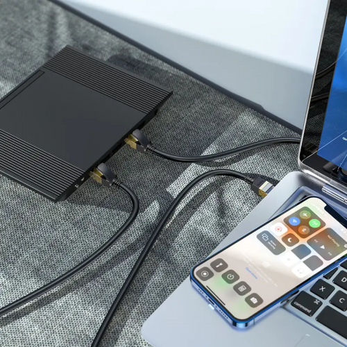 Сетевой кабель HOCO US02 Level гигабитный Ethernet-кабель из чистой меди (L=3 м) Черный