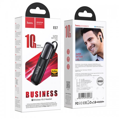 Bluetooth гарнитура HOCO E57 Essential business BT headset Черная