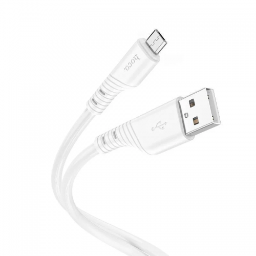 Кабель HOCO X97 Crystal color силиконовый кабель для зарядки и передачи данных Micro белый