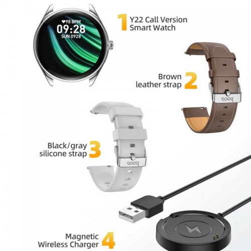 Смарт-годинник HOCO Y22 AMOLED 36mm. 200 mAh. IP67 Silver