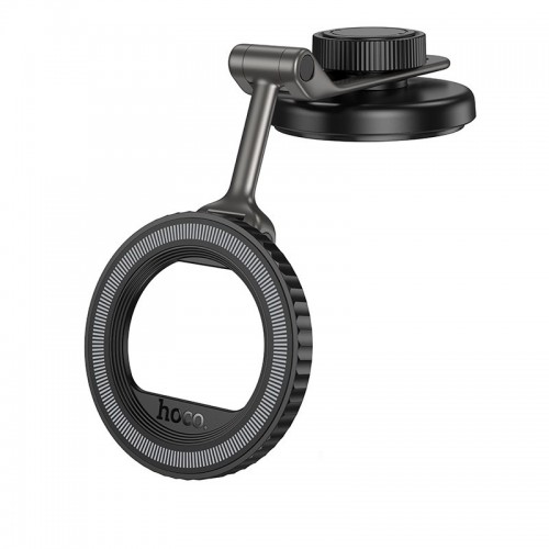 Автотримач для телефона HOCO H77 View folding magnetic ring car holder (center console) Black Metal Gray