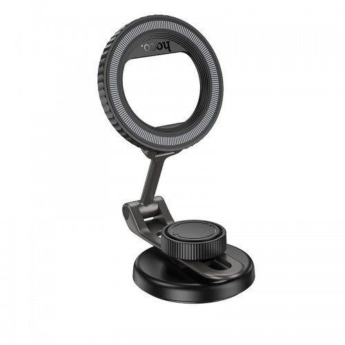 Автотримач для телефона HOCO H77 View folding magnetic ring car holder (center console) Black Metal Gray