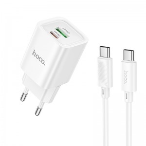 Мережевий зарядний пристрій HOCO C149A Charm PD30W+QC3.0 charger set (C to C)(EU) White