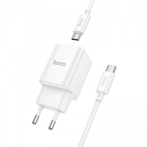 Мережевий зарядний пристрій HOCO C149A Charm PD30W+QC3.0 charger set (C to C)(EU) White