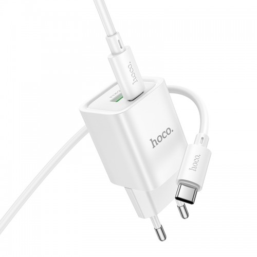 Мережевий зарядний пристрій HOCO C149A Charm PD30W+QC3.0 charger set (C to C)(EU) White