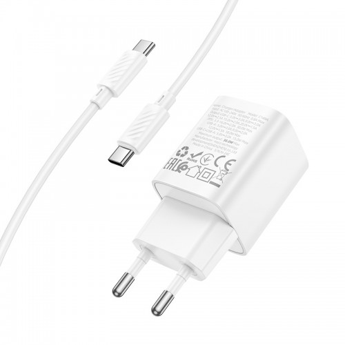 Мережевий зарядний пристрій HOCO C149A Charm PD30W+QC3.0 charger set (C to C)(EU) White