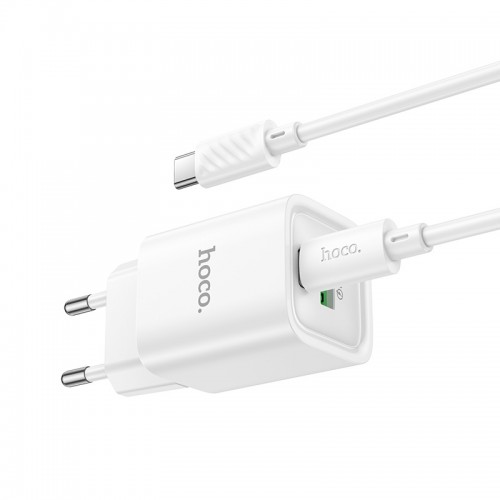 Мережевий зарядний пристрій HOCO C149A Charm PD30W+QC3.0 charger set (C to C)(EU) White