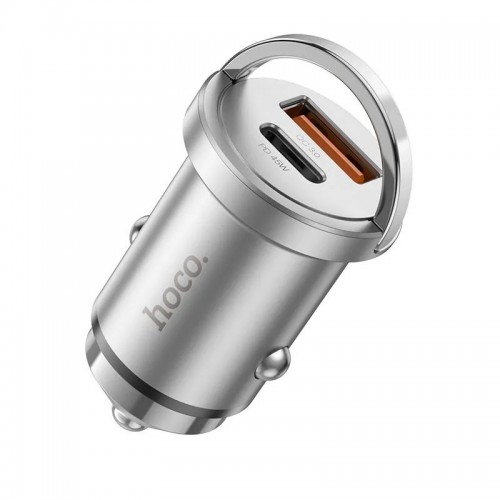 Автомобильное зарядное устройство HOCO NZ10 Handy PD45W+QC3.0 car charger Silver