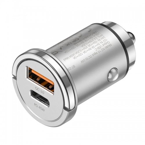 Автомобильное зарядное устройство HOCO NZ10 Handy PD45W+QC3.0 car charger Silver
